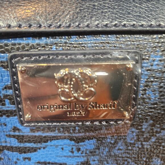 NWT Original by Sharif 1827 Blue Crocodile Print Satchel Bag w/ Strap - Picture 3 of 10